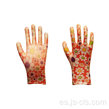 Guantes de jardín de jardín de poliéster impreso en la serie de jardín